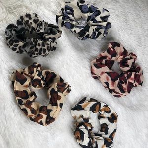 Cheetah Print Scrunchies- 5 pack